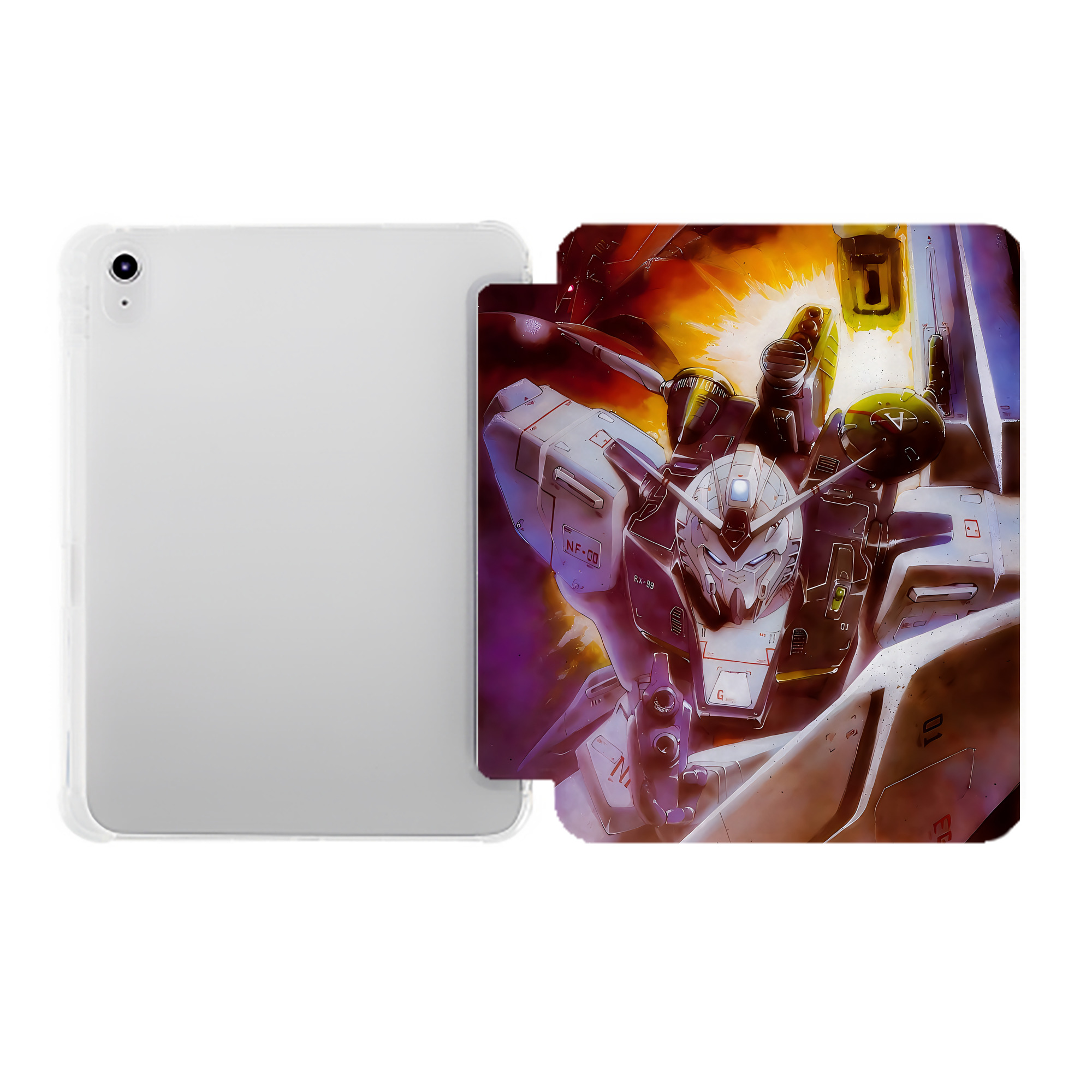 （画像用） 機動戦士ガンダム Mobile Suit Gundam IPad ケース ペン収納付き 三つ折りスタンド PUレザー×シリコン 対応機種9.5/10.5/10.9インチ